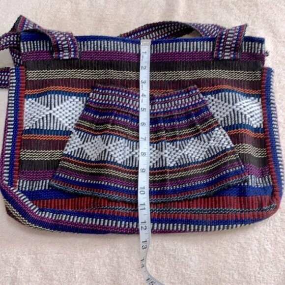 Medium Woven Multicolour Abanico Bag Shoulder Bag Purse - Picture 6 of 8